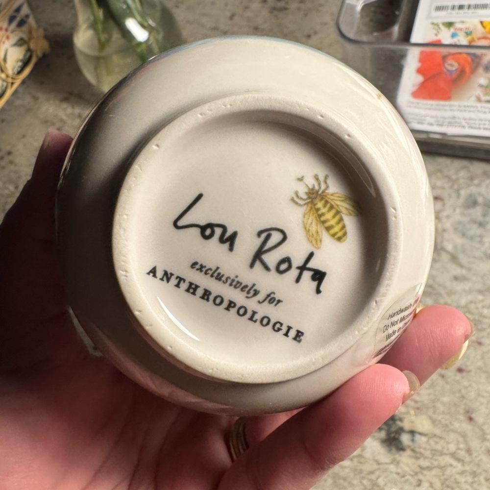 Anthropologie Lou Rita Nature Table “J” Mug with Gold Handle - Picture 6 of 7